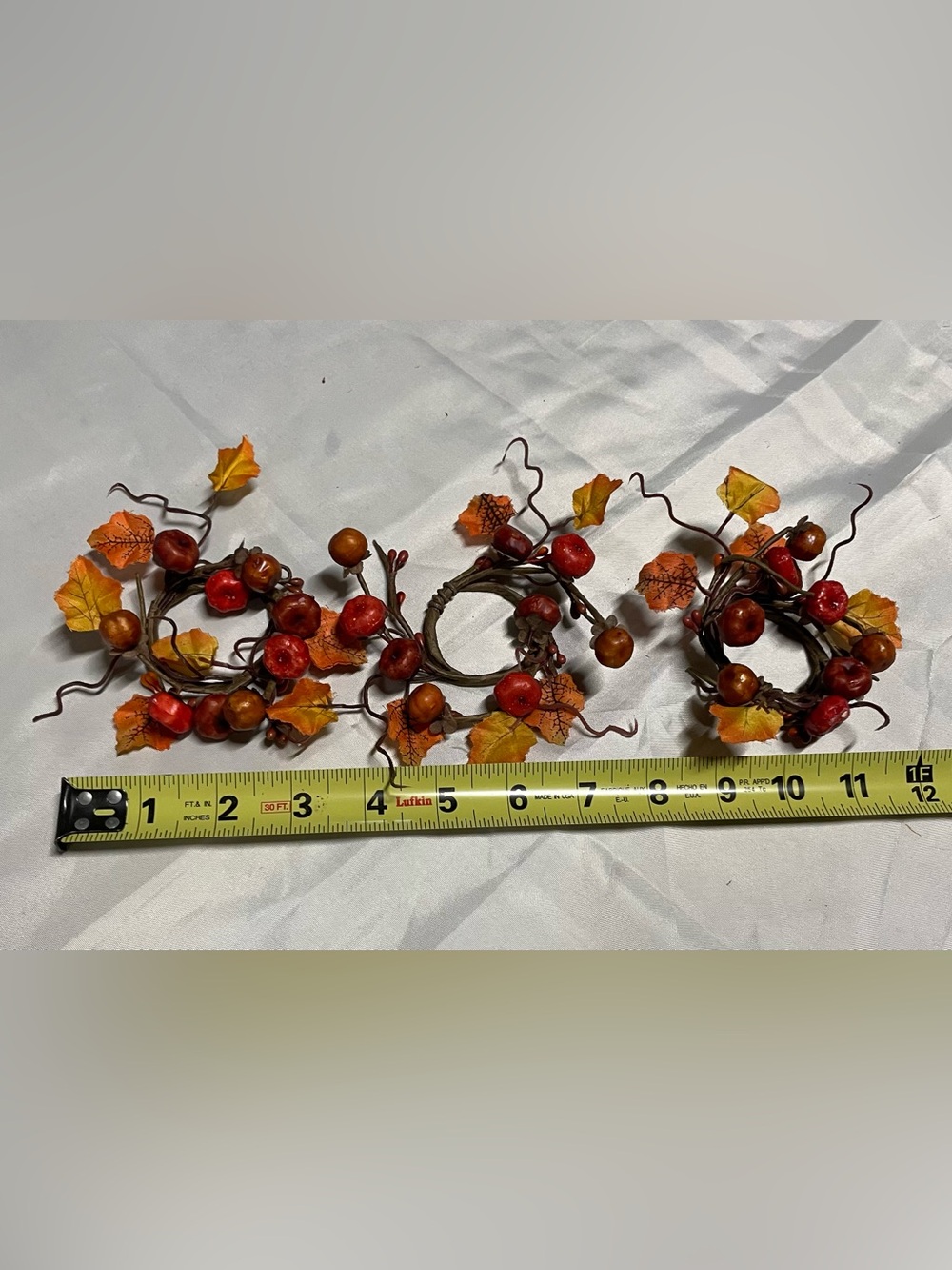 Autumn Berry Napkin Ring or Candle Ring - Orange Fall Table Accent Set of 3